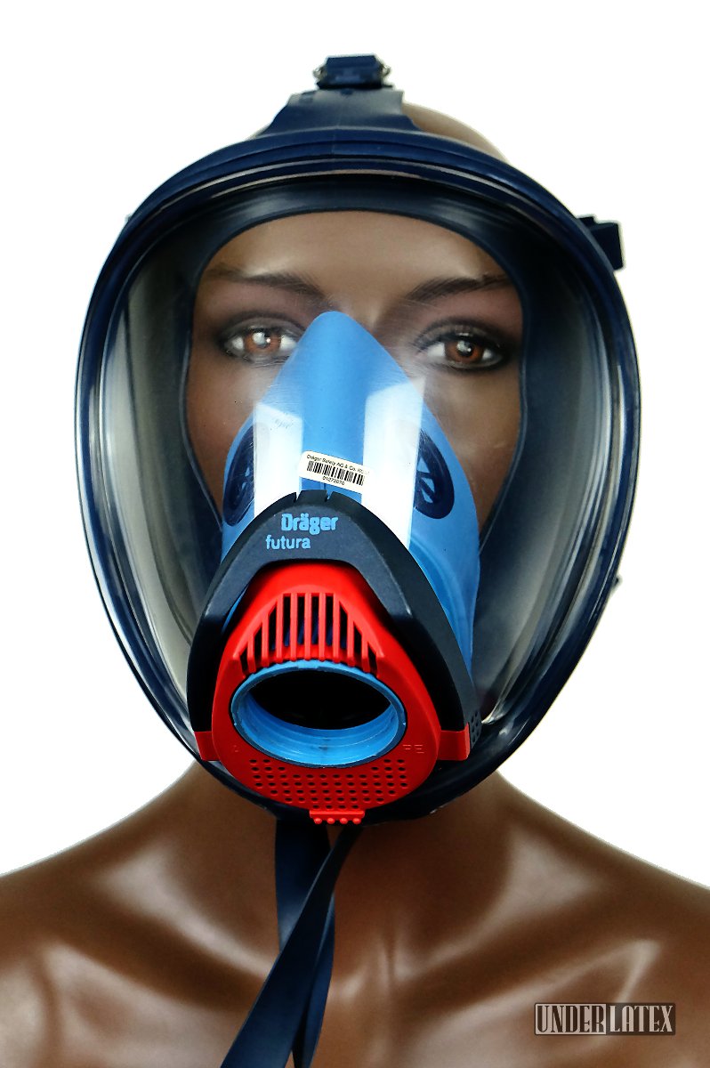 Dräger Futura Gasmaske blau mit Ueberdruckanschluss M45