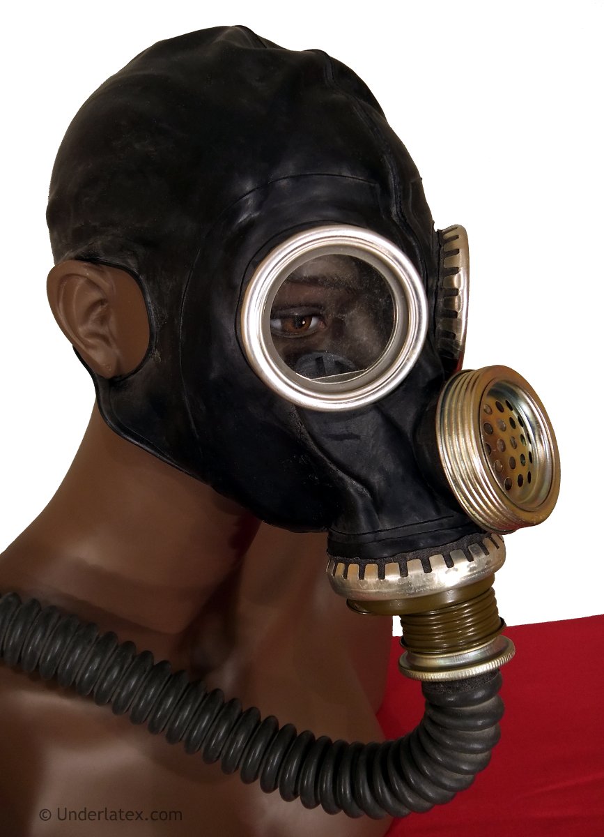 russische Gasmaske GP5-m aus schwarzem Latex