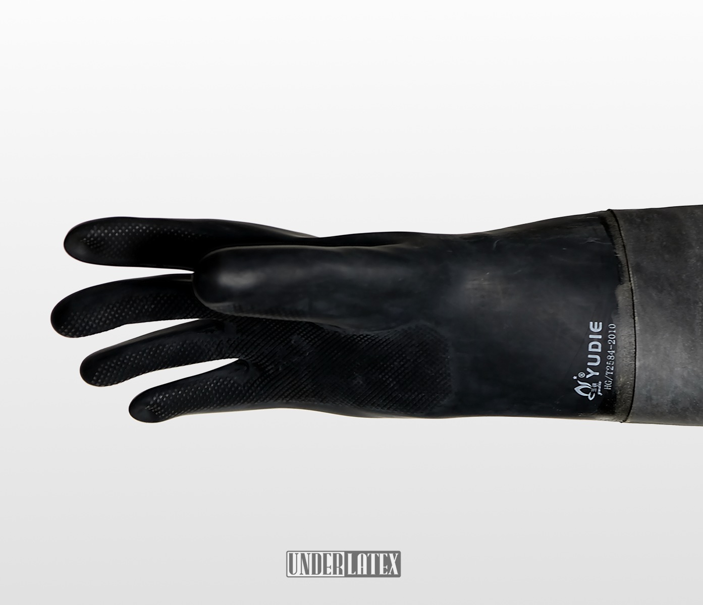 Heavy Rubber kompletter Schutzanzug aus 1,2mm Gummi Detailaufbahme Handschuh schwarz 1mm