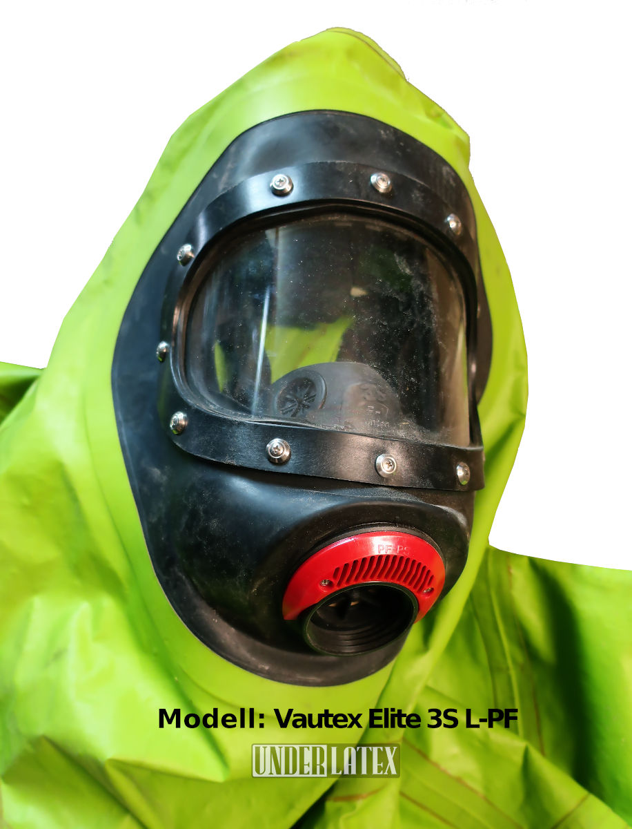 MSA Auer CSA Chemikalienschutzanzug CSF Schutzanzug Vautex l-PF mit Maske 3S Überdruck M45x3 integriert